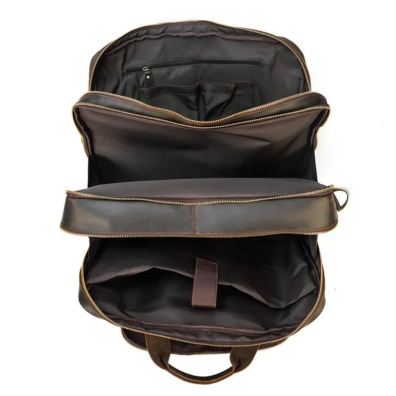 Brown Leather Mens 16 inches Laptop Work Bag Handbag Briefcase Shoulder Bags Business Bags For Men