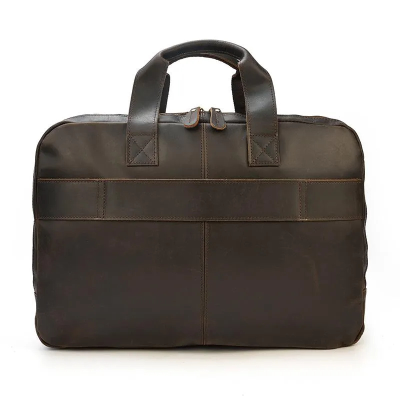 Brown Leather Mens 16 inches Laptop Work Bag Handbag Briefcase Shoulder Bags Business Bags For Men