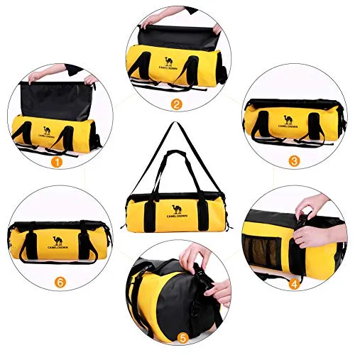 Camel Crown Sports Gym Bag Waterproof Travel Duffel Bags Weekender 30L With Shoulder Strap Yellow