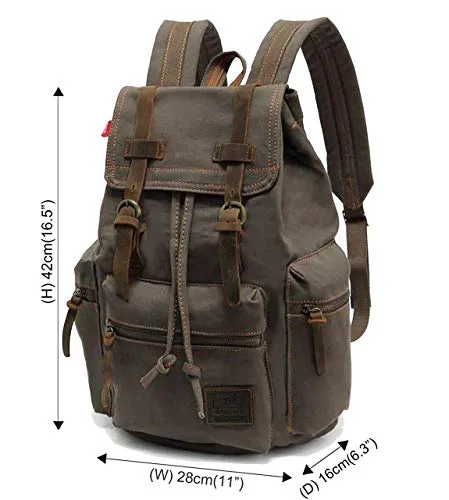 Canvas Backpack,Vintage Travel Camping Hiking Bag,Laptop School Bag Shoulder Daypacks,Unisex Casual