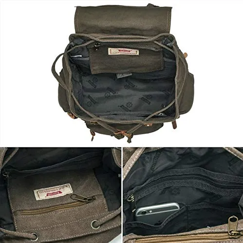 Canvas Backpack,Vintage Travel Camping Hiking Bag,Laptop School Bag Shoulder Daypacks,Unisex Casual