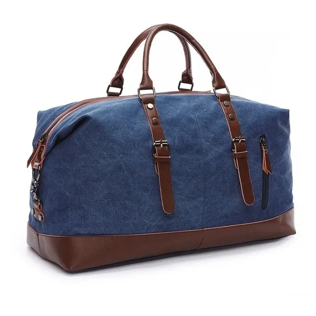 Canvas Leather Handbag Men Travel Bags Carry On Luggage Bag Male Duffel Bags Women Tote Big Bag