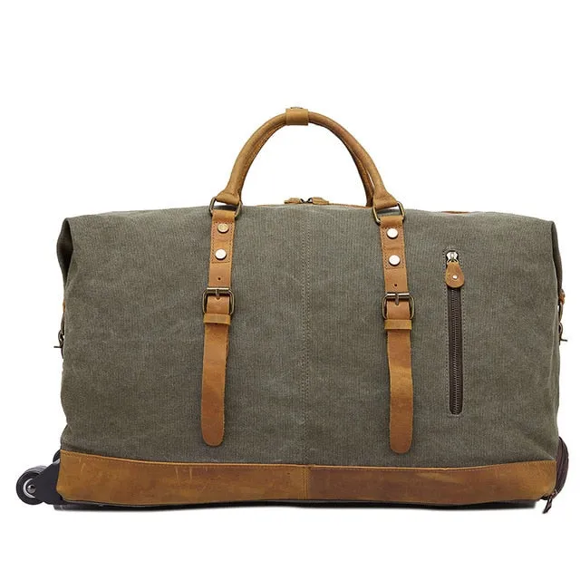 Canvas Leather Men Travel Carry On Luggage Bags Men Duffel Bag Travel Tote Large Capacity Weekend