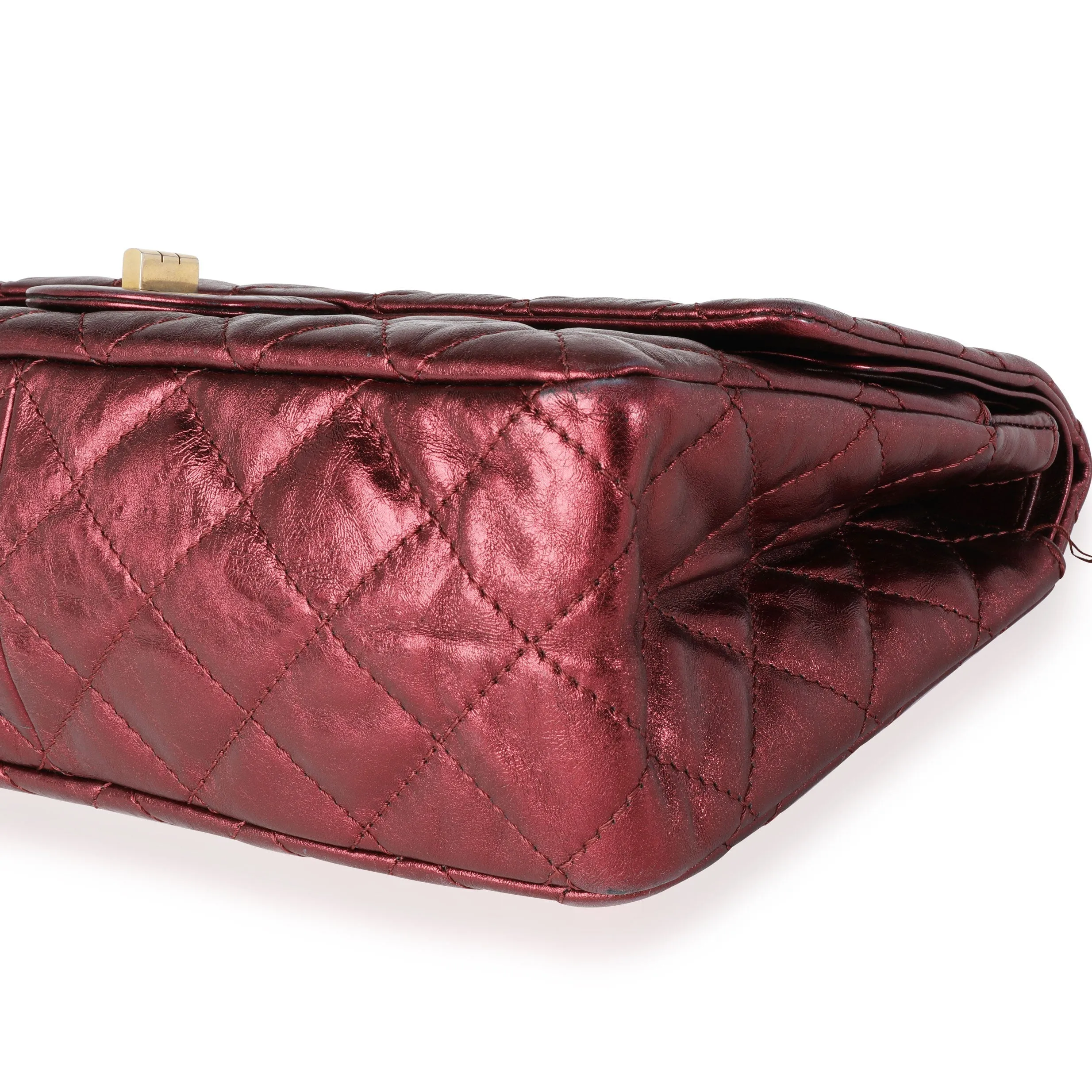 CHANEL Metallic Burgundy Quilted Calfskin Reissue 2.55 227 Double Flap Bag