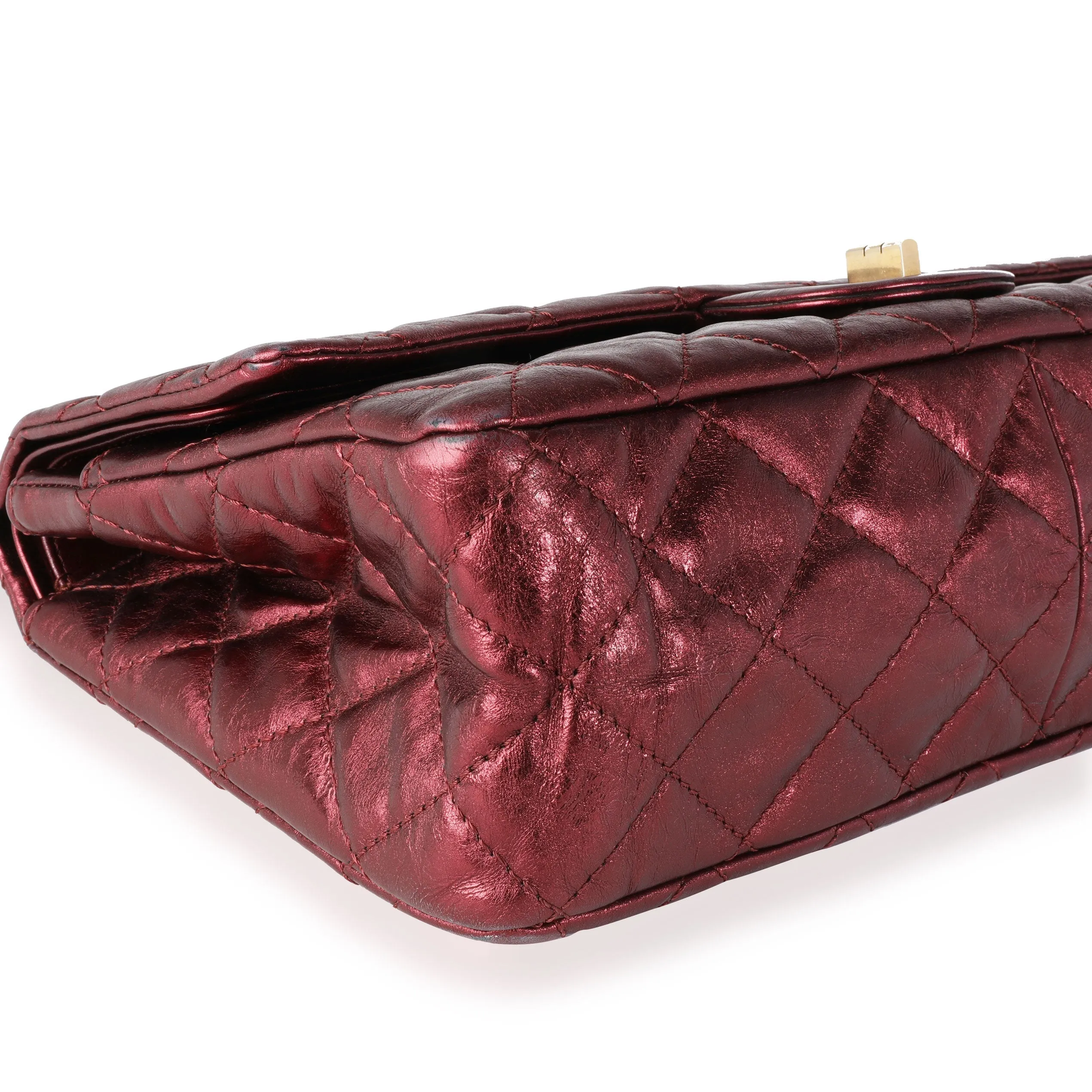 CHANEL Metallic Burgundy Quilted Calfskin Reissue 2.55 227 Double Flap Bag