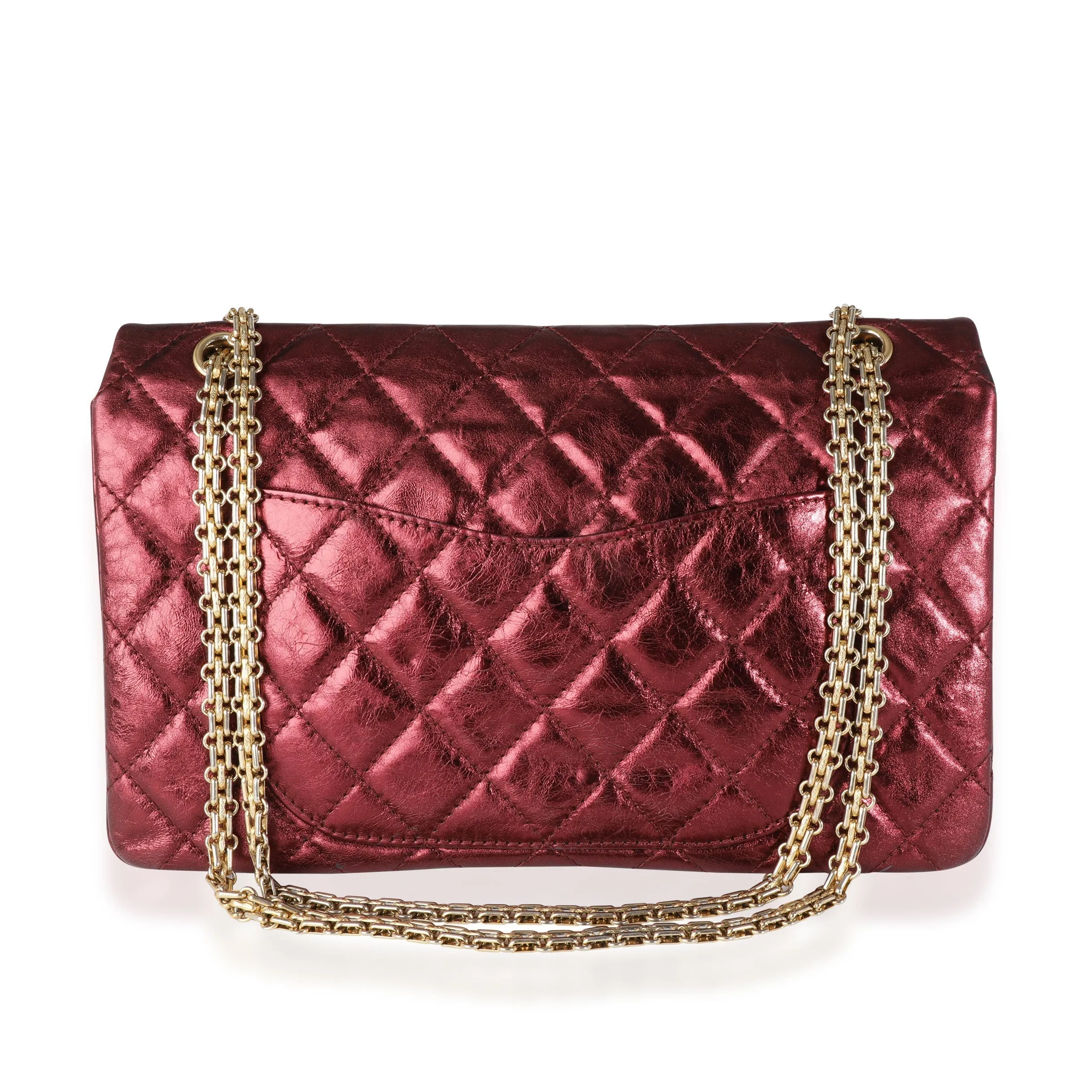 CHANEL Metallic Burgundy Quilted Calfskin Reissue 2.55 227 Double Flap Bag