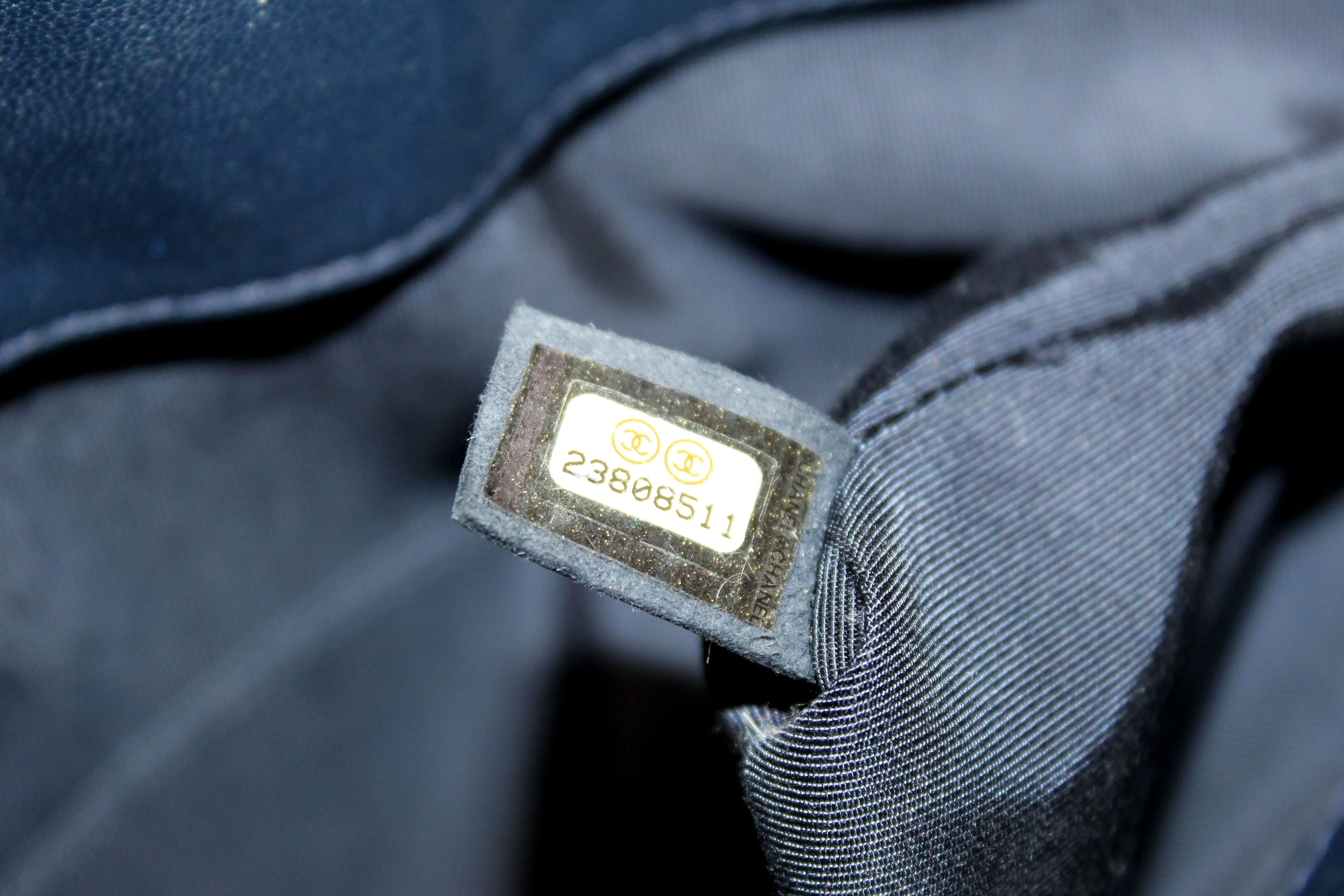 Chanel Quilted Blue Lambskin Leather Shopper Shoulder Tote Bag