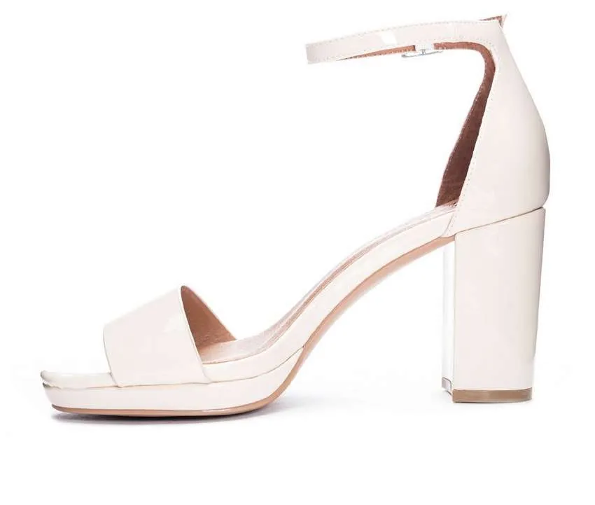 Chinese Laundry - Teri - Vegan Leather Dress Chunky Heels - Bone