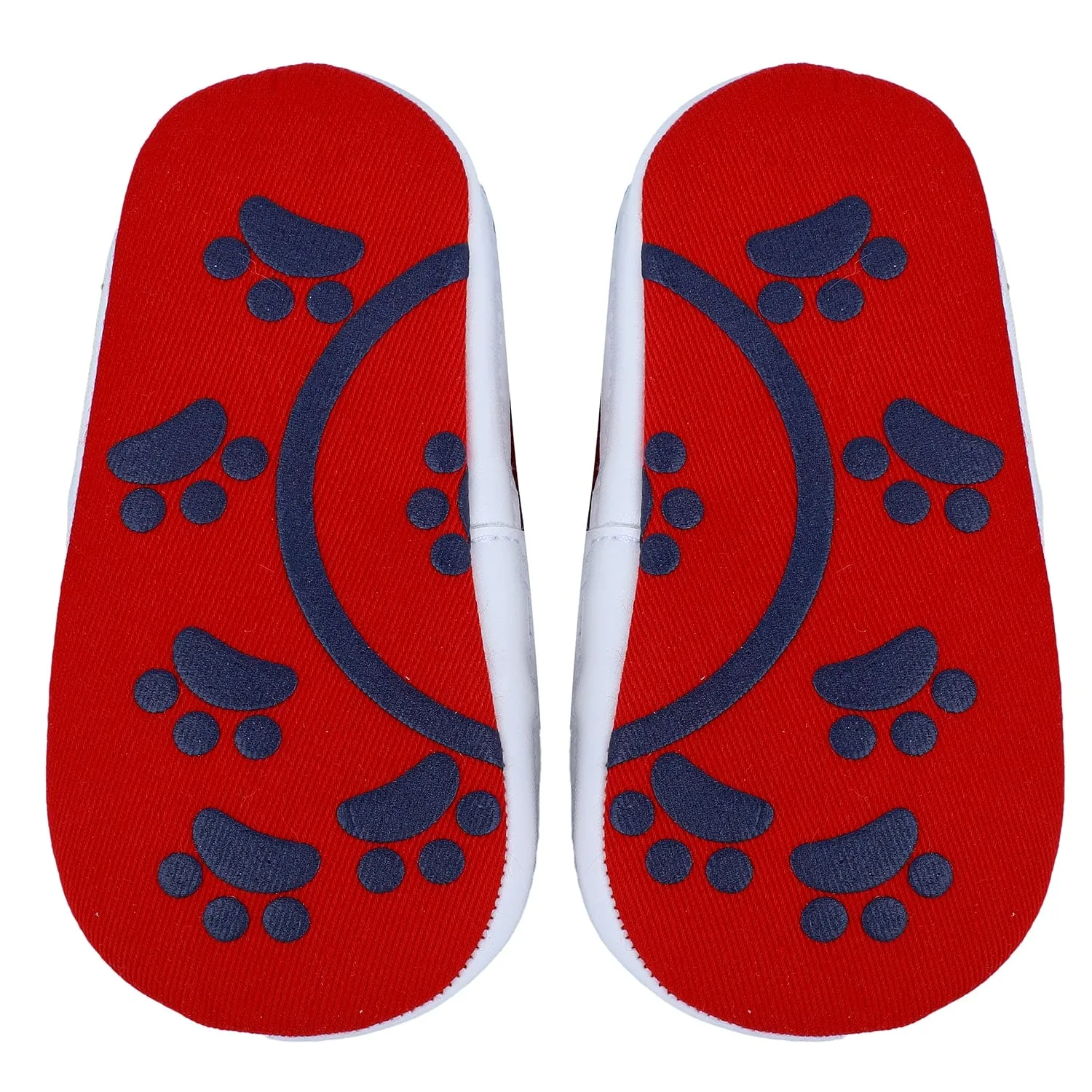 Colour Blocked Cute And Casual Denim Velcro Booties - Blue And Red