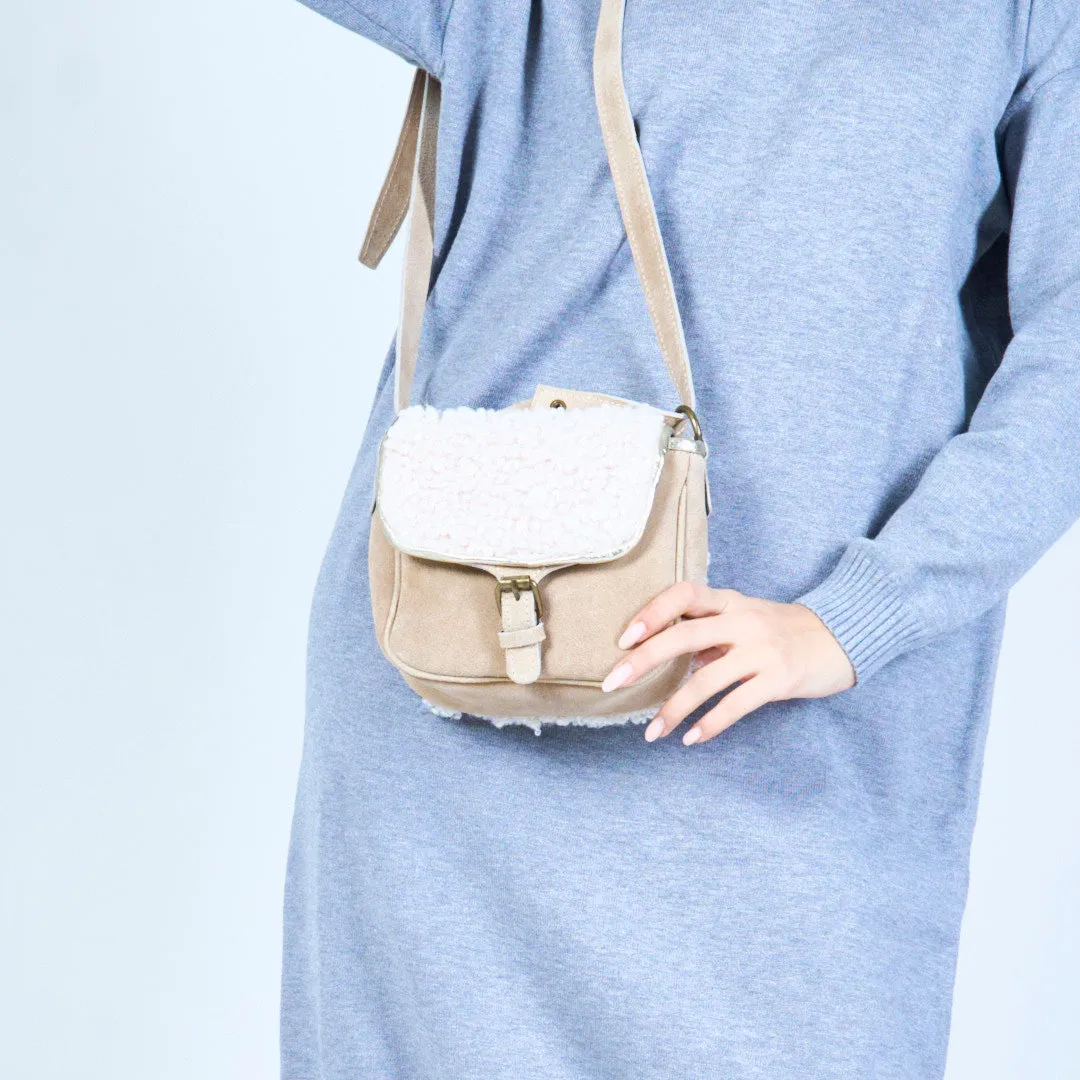 Cozy shearling crossbody bag wholesale
