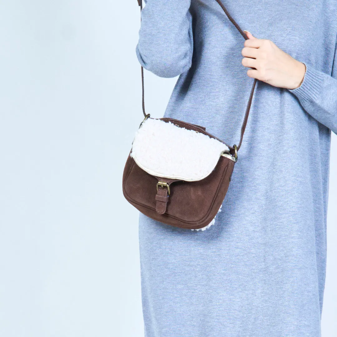 Cozy shearling crossbody bag wholesale