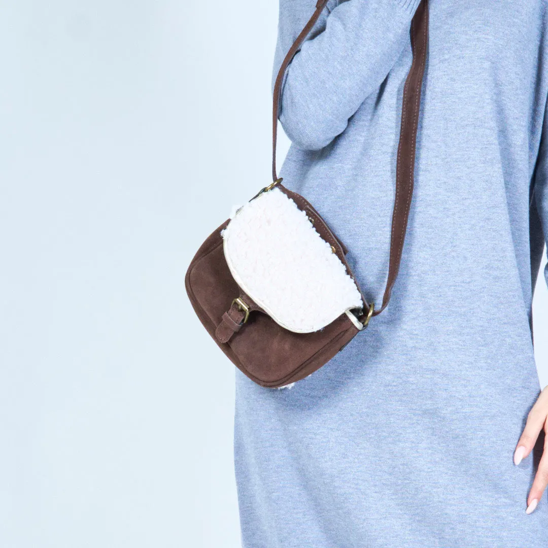 Cozy shearling crossbody bag wholesale