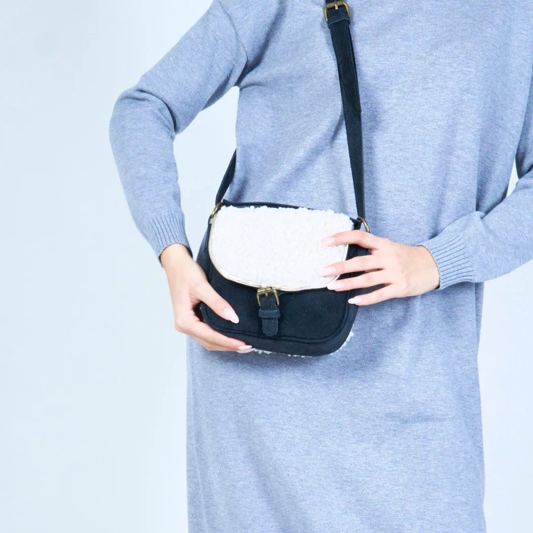 Cozy shearling crossbody bag wholesale