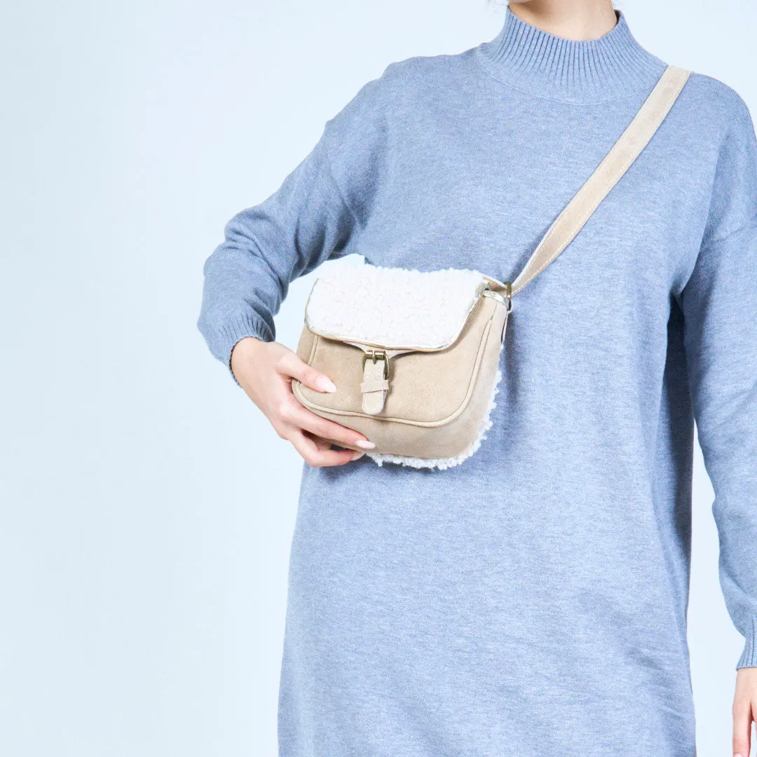 Cozy shearling crossbody bag wholesale
