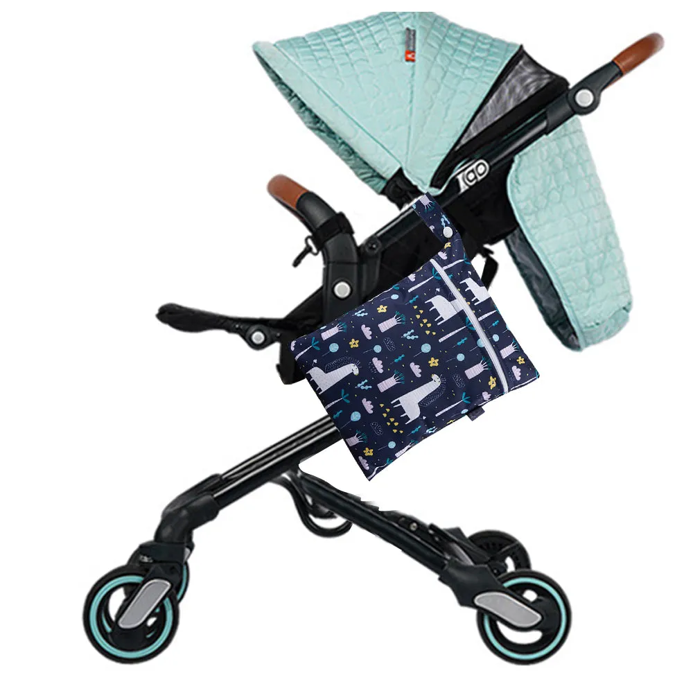 FancyGrab 2Pcs Printed Water Resistant Dry Wet Bag Reusable Diaper Storage Bag Swimsuits Bags Style 8