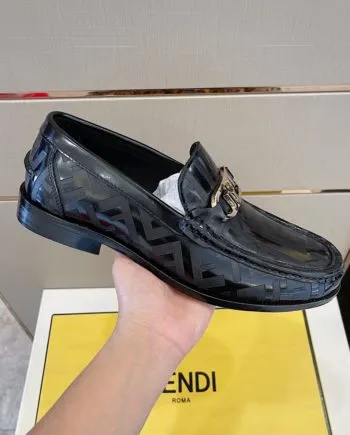 Feni Domino Black Loafers For Men