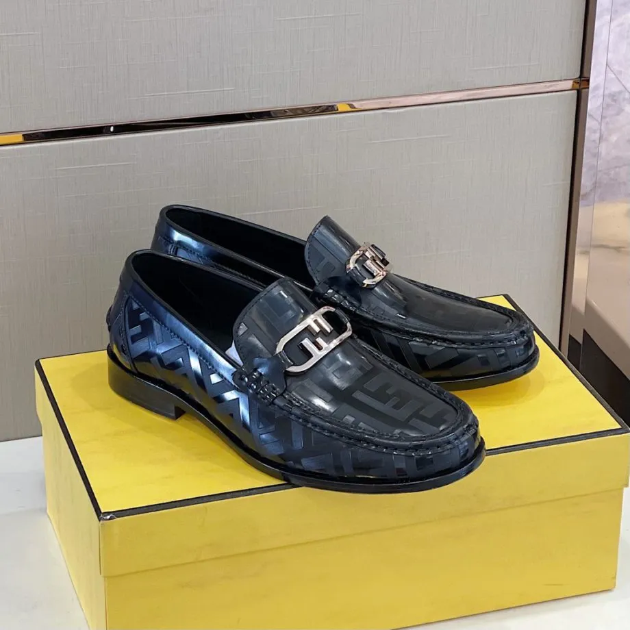 Feni Domino Black Loafers For Men