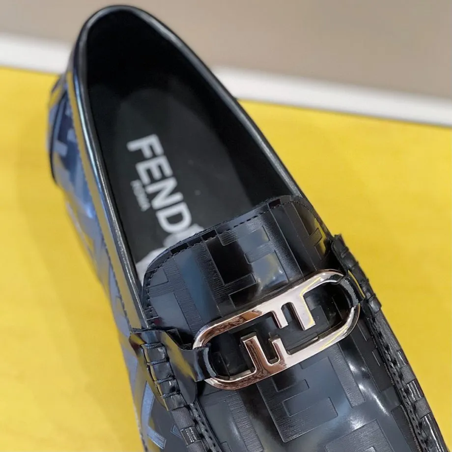 Feni Domino Black Loafers For Men
