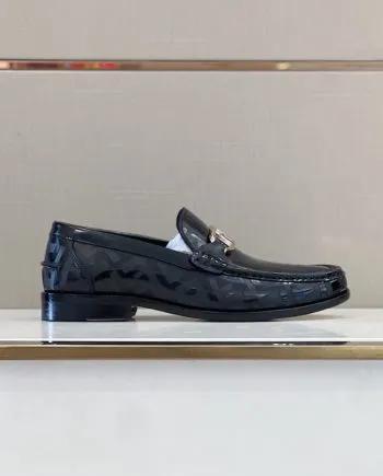 Feni Domino Black Loafers For Men