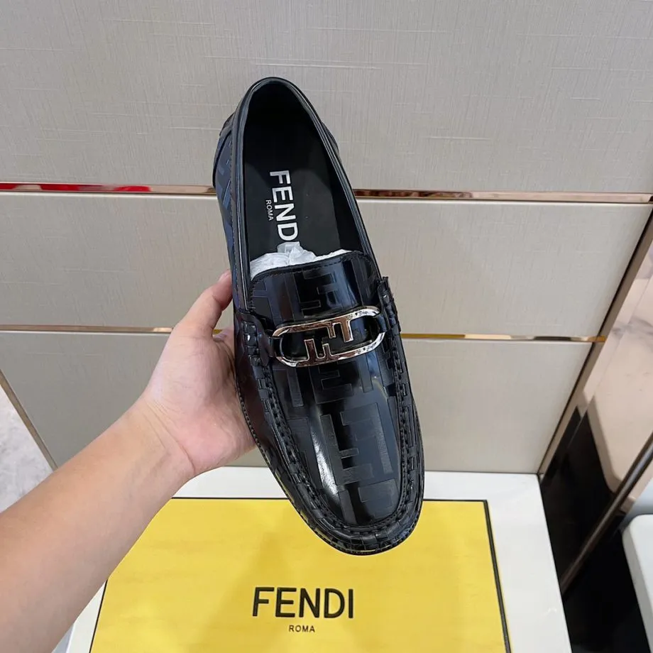Feni Domino Black Loafers For Men