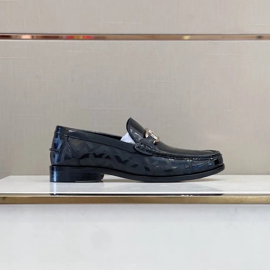 Feni Domino Black Loafers For Men