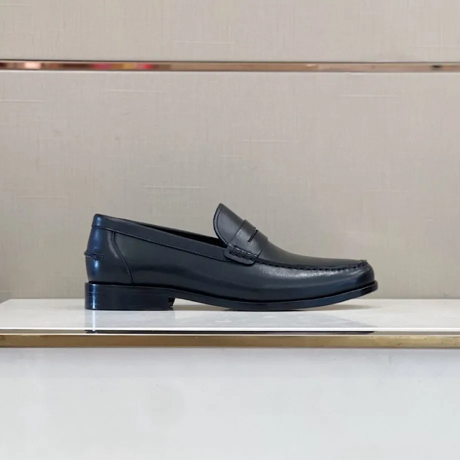 Feni Force Matte Black Loafers For Men