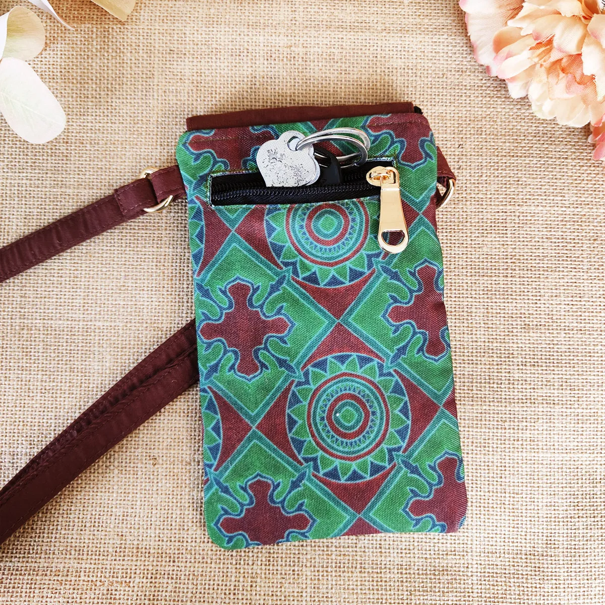 Flap Mobile Sling Bag- Green Chakra