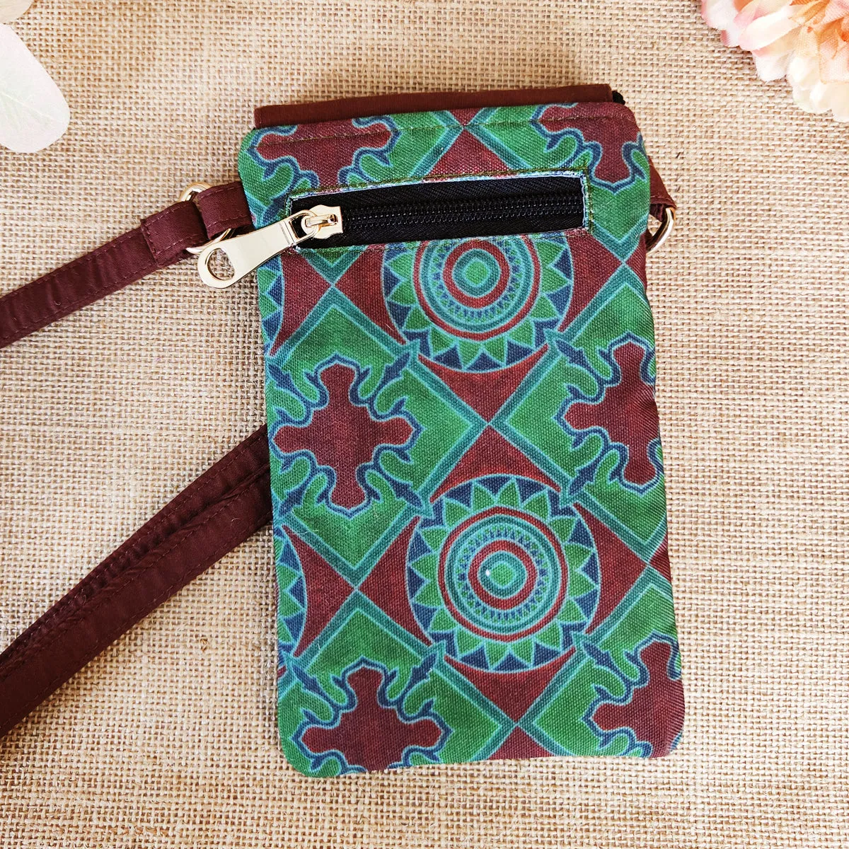 Flap Mobile Sling Bag- Green Chakra