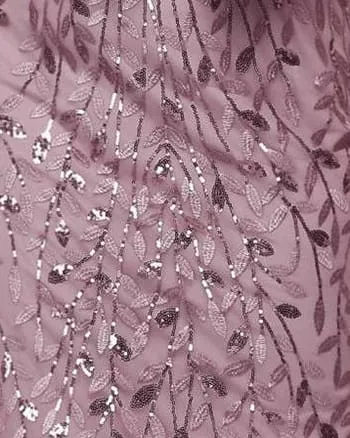Floral Sequin Mermaid Tulle Evening Dress | Purple Orchid