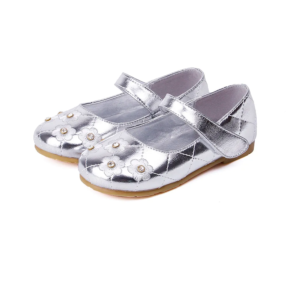 Flower Ballerina Flats Princess Dress Mary Jane Shoes for Little Girls