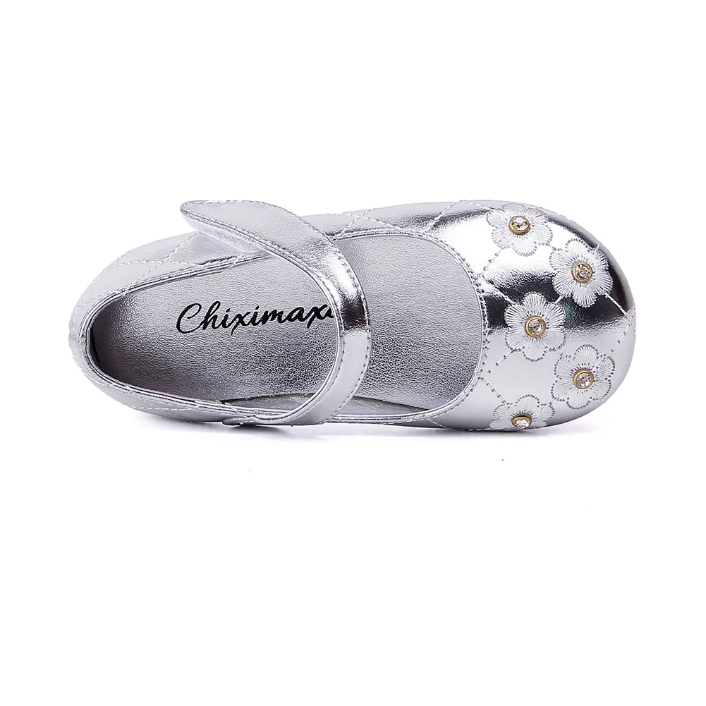 Flower Ballerina Flats Princess Dress Mary Jane Shoes for Little Girls