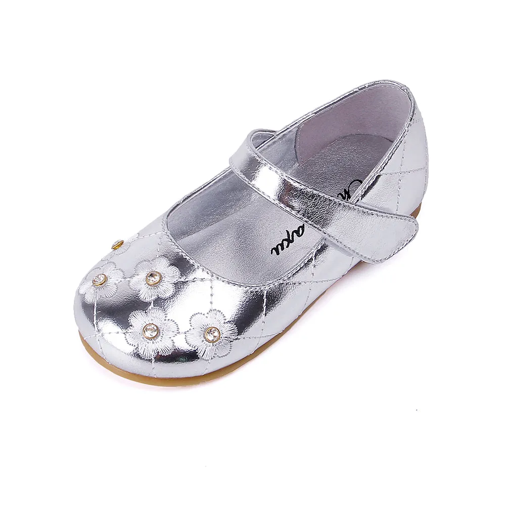 Flower Ballerina Flats Princess Dress Mary Jane Shoes for Little Girls