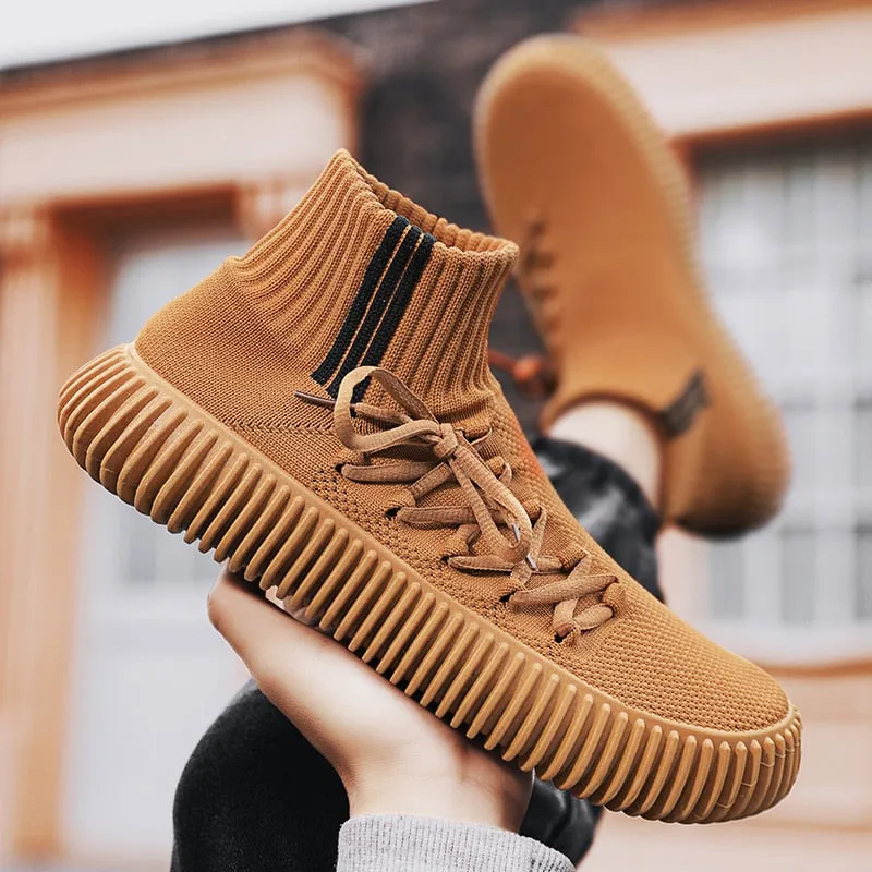 Fujeak Fashion Men Sneakers Mesh Breathable Casual Shoes Mens Outdoor Sport Shoes Lightweight Vulcanize Shoes Walking Sock Boots
