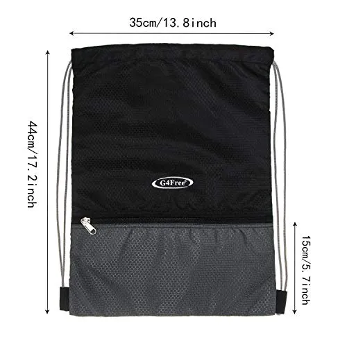 G4Free Gymbag Large Drawstring Backpack String Bag Sports Athletic Cinch Sack Gymsack Sackpack