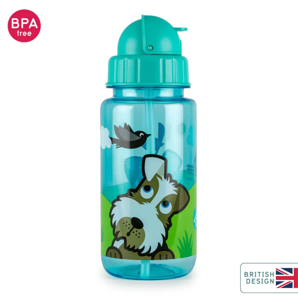 Green Dog Printed Flip Top Water Bottle