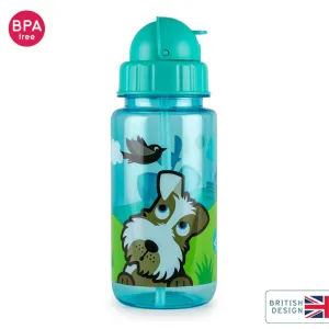 Green Dog Printed Flip Top Water Bottle