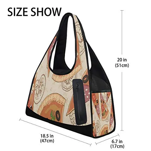 Gym Bag Delicious Pattern With Pizza Women Yoga Canvas Duffel Bag Tennis Racket Tote Bags