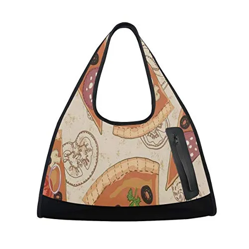 Gym Bag Delicious Pattern With Pizza Women Yoga Canvas Duffel Bag Tennis Racket Tote Bags