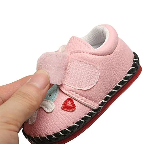 Infant Baby Girl's Handmade Soft PU Leather Non-Slip Princess Flats First Walkers, Butterfly