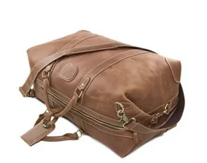 Light Brown Travel Holdall Duffle Weekend Leather Bag