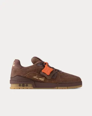 LV Trainers Damier-Embossed Nubuck Calf Leather Brown Low Top Sneakers
