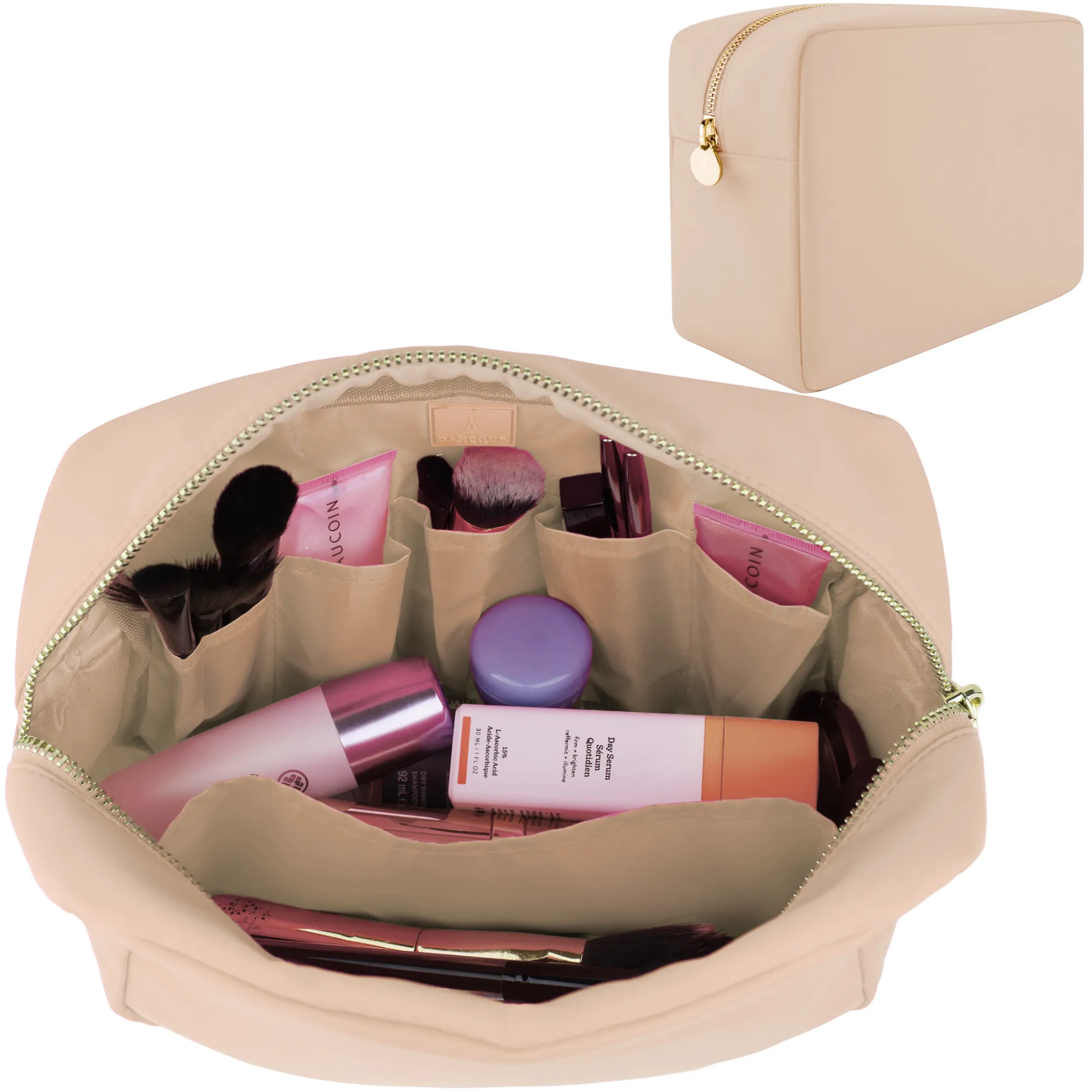 Makeup Bag With Compartments, Make Up Bag, Travel Makeup Bag, Cosmetic Bag, Makeup Case, Travel Cosmetic Bags for Women, Large Makeup Bag Organizer, Makeup Pouch, Makeup Travel Bag, Black Makeup Bags