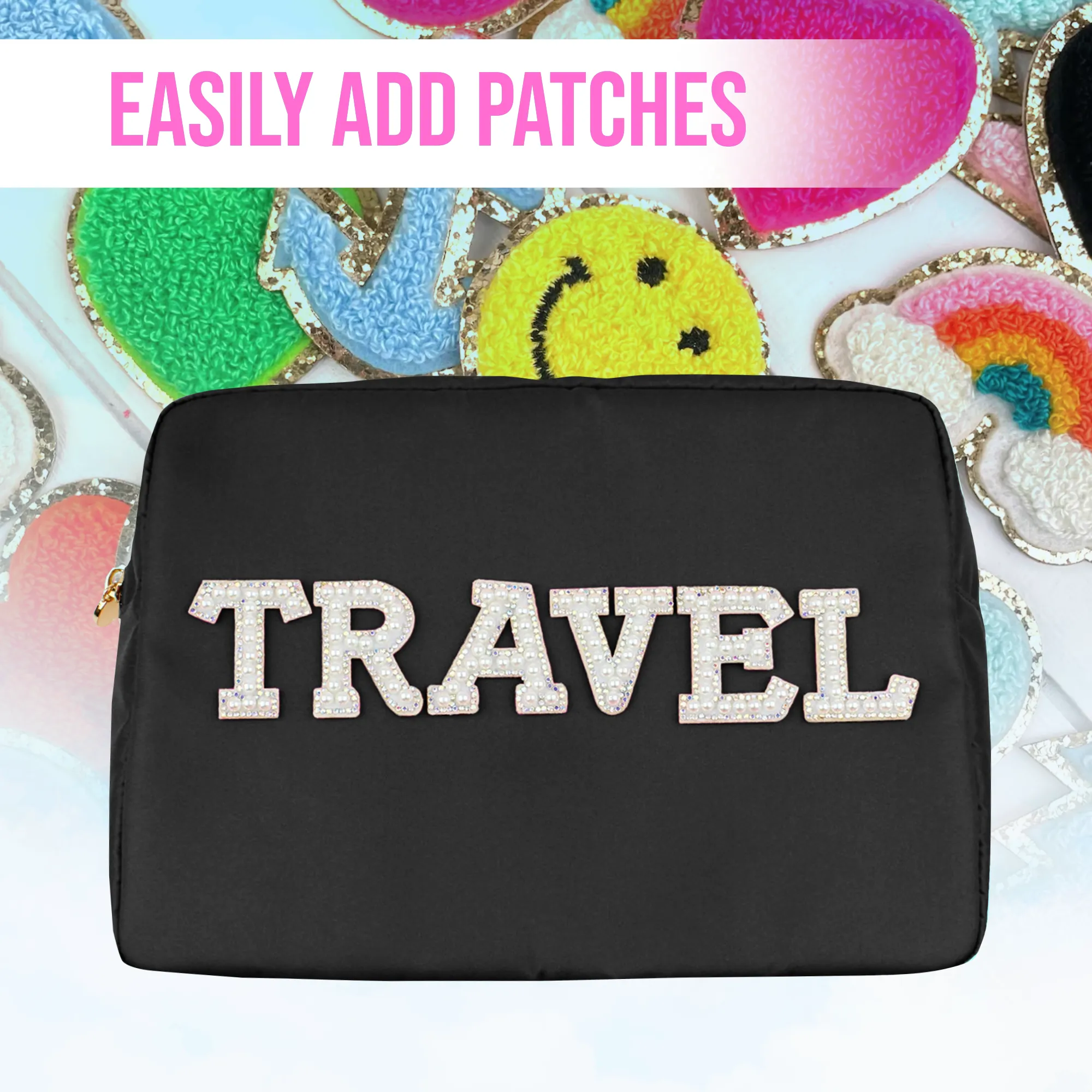 Makeup Bag With Compartments, Make Up Bag, Travel Makeup Bag, Cosmetic Bag, Makeup Case, Travel Cosmetic Bags for Women, Large Makeup Bag Organizer, Makeup Pouch, Makeup Travel Bag, Black Makeup Bags