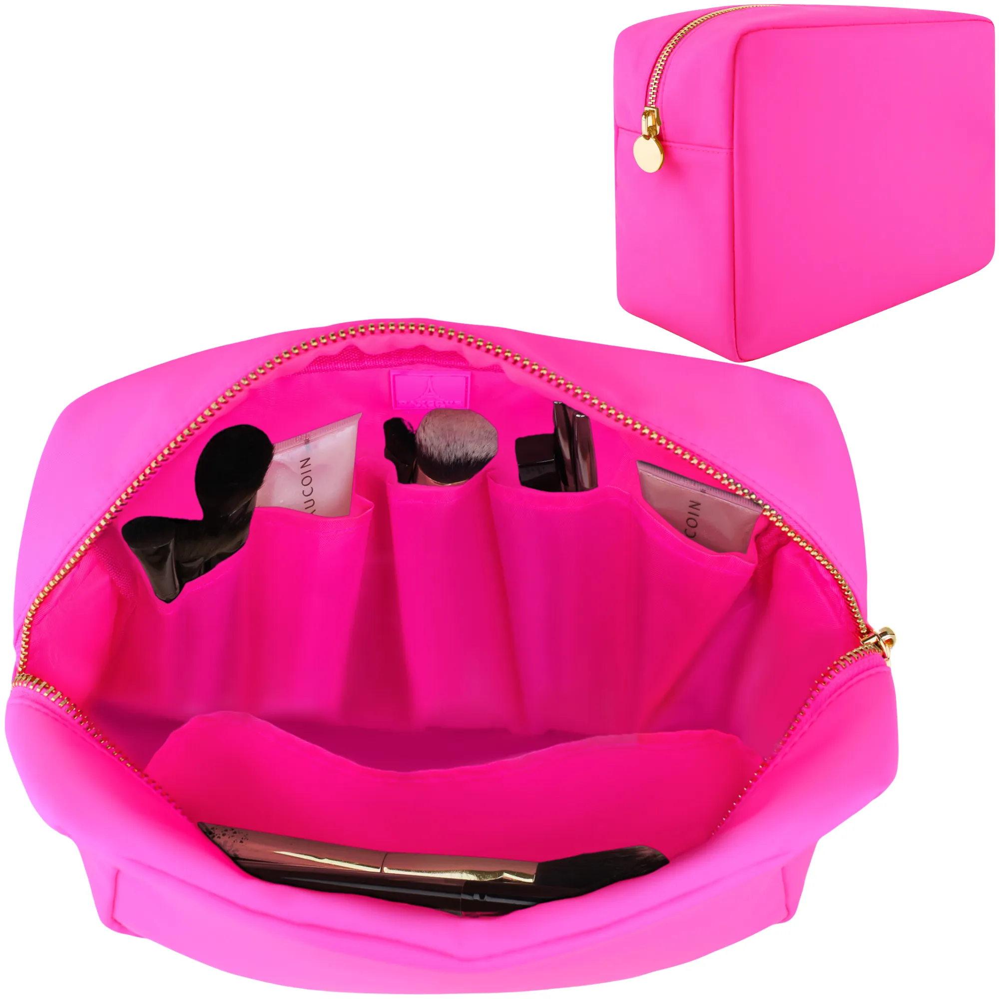 Makeup Bag With Compartments, Make Up Bag, Travel Makeup Bag, Cosmetic Bag, Makeup Case, Travel Cosmetic Bags for Women, Large Makeup Bag Organizer, Makeup Pouch, Makeup Travel Bag, Black Makeup Bags