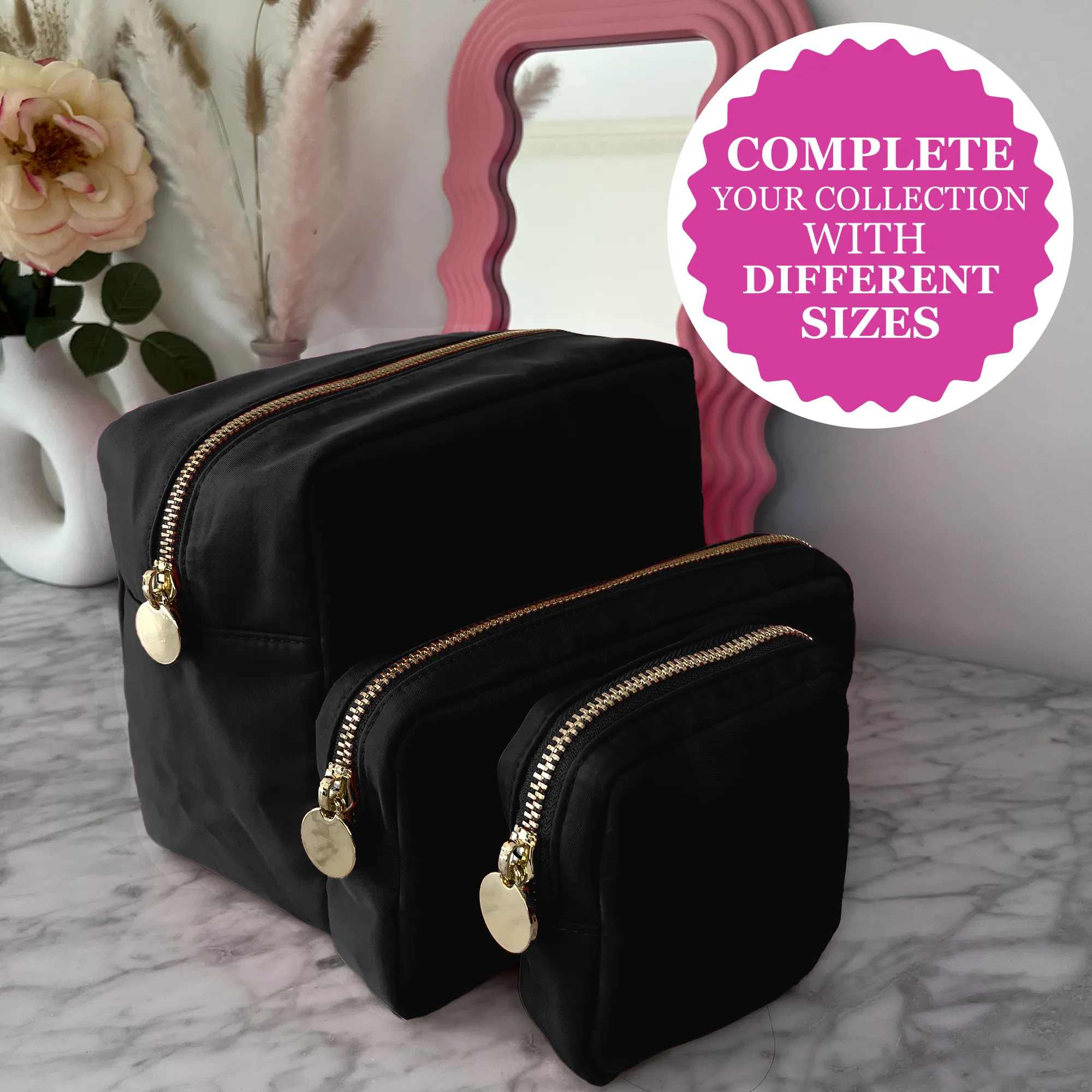 Makeup Bag With Compartments, Make Up Bag, Travel Makeup Bag, Cosmetic Bag, Makeup Case, Travel Cosmetic Bags for Women, Large Makeup Bag Organizer, Makeup Pouch, Makeup Travel Bag, Black Makeup Bags