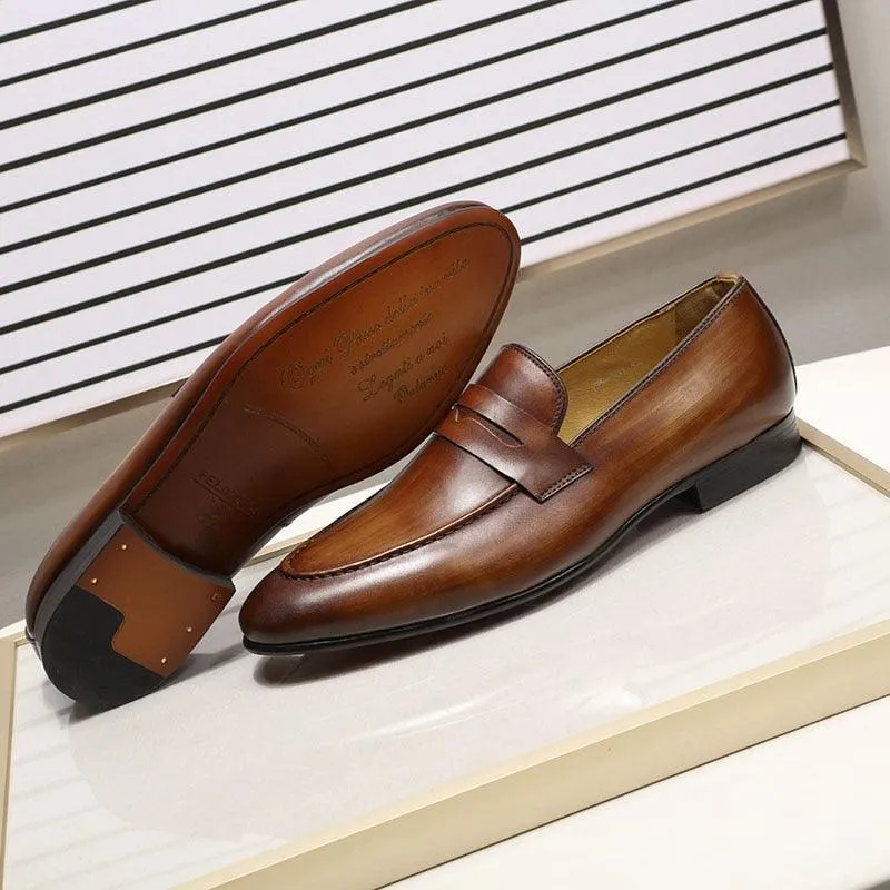Men's Penny Loafers Genuine Leather Dress Shoes