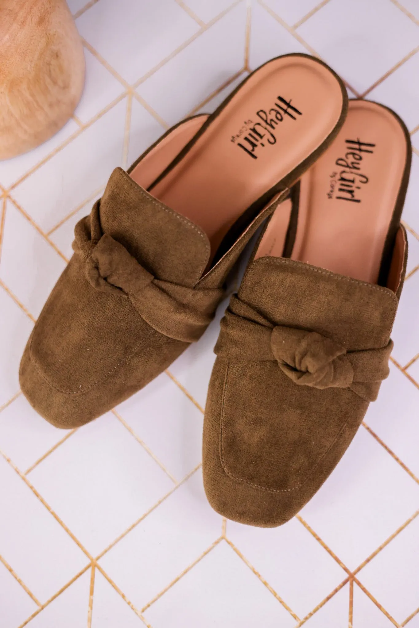 Moss Colored Faux Suede Slip on Shoes