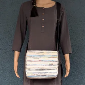 Multicolored Striped Upcycled Handwoven Messenger Bag (MB1224-027) PS_W