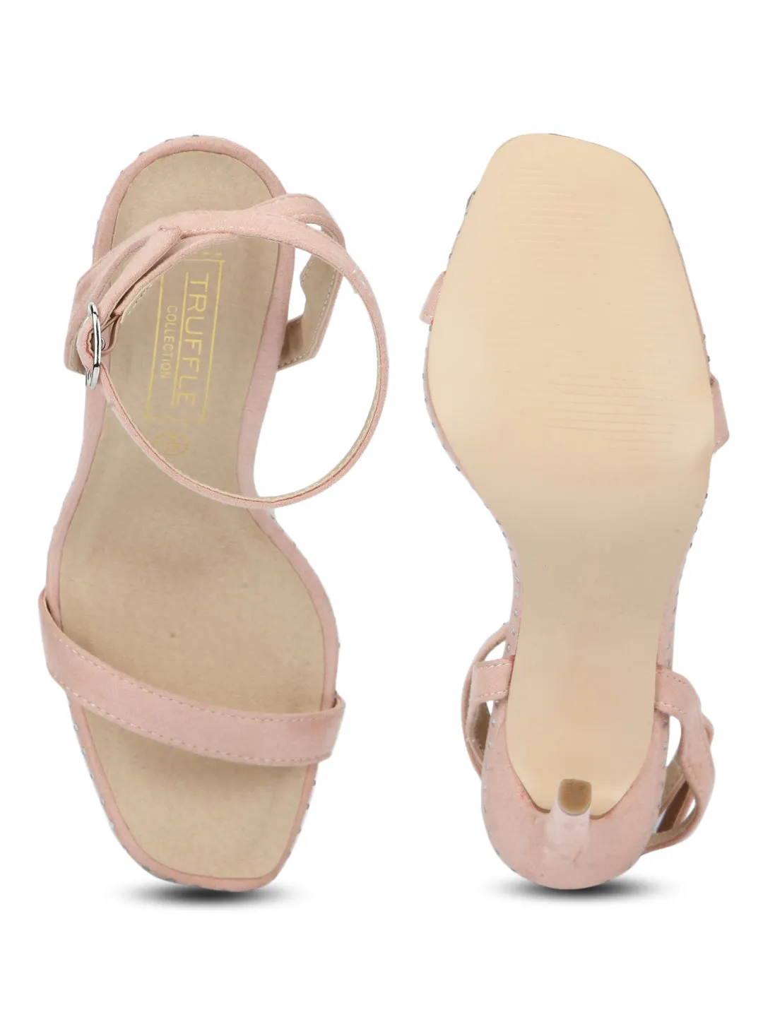 Nude Micro Studded Ankle Strap Stilettos