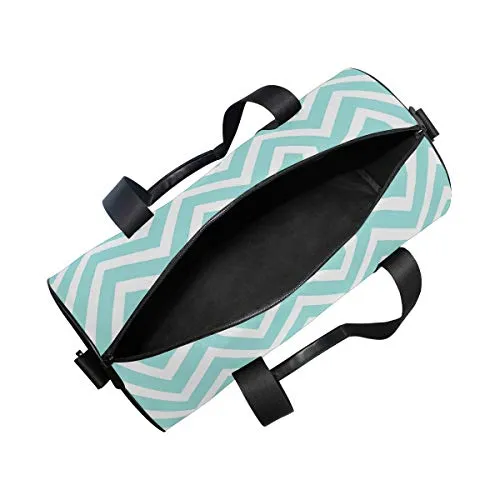 OuLian Women Gym Bag Zigzags Pattern Blue Mens Camp Duffel Bags Duffle Luggage Travel Bag